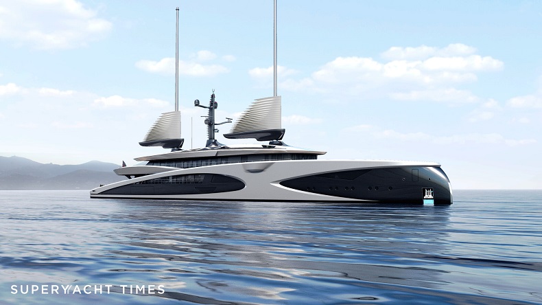 Introducing Amplitude: The 95m superyacht concept with two inflatable wing sails