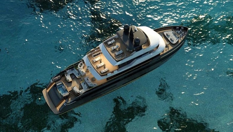 This Stylish New 131-Foot Superyacht Has an All-Glass Infinity Pool on Its Beach Club