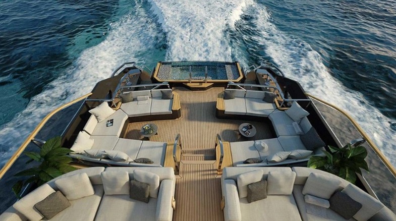 This Stylish New 131-Foot Superyacht Has an All-Glass Infinity Pool on Its Beach Club