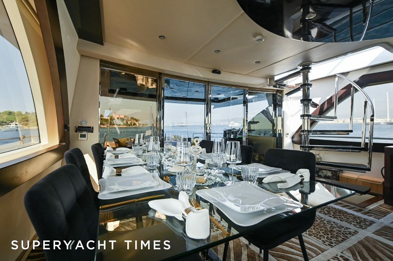 32m VBG superyacht Claremont featuring golden hull for sale