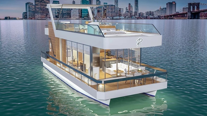 This New Line of ‘Houseyachts’ Includes a Floating RV and an Overwater Two-Story Condo