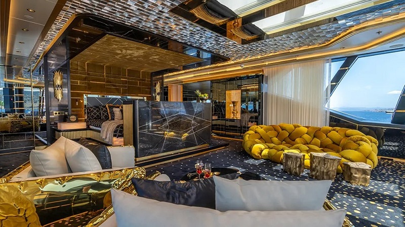 This New 263-Foot Superyacht Has a Grecian-Inspired Beach Club That Belongs in a 5-Star Hotel