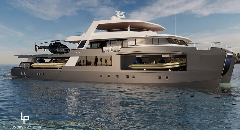 This New 150-Foot Support Catamaran Comes With a Nifty Fold-Out Garage