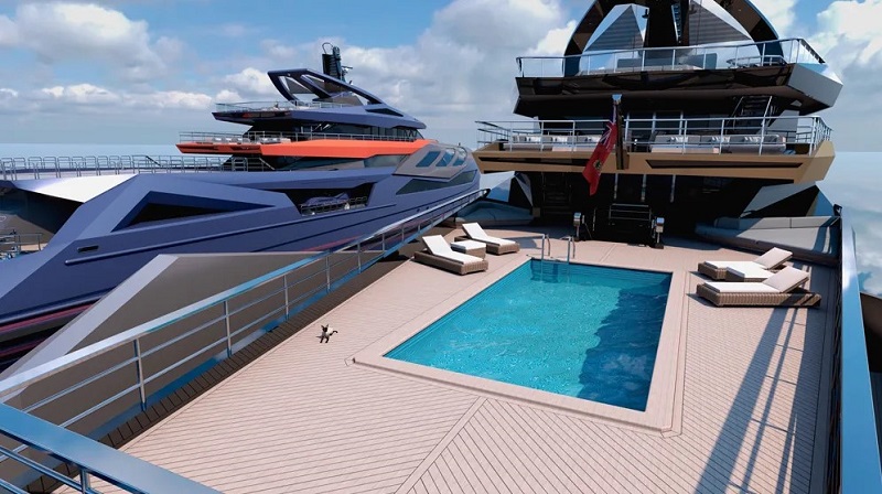 This Steely New 269-Foot Superyacht Concept Has a Pool as Big as Your Garage