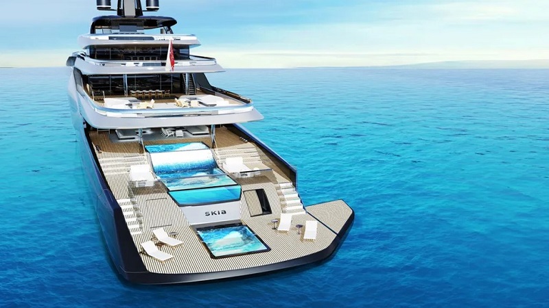 This Bonkers 358-Foot Superyacht Concept Has Glass Pools Cascading Over 3 Decks