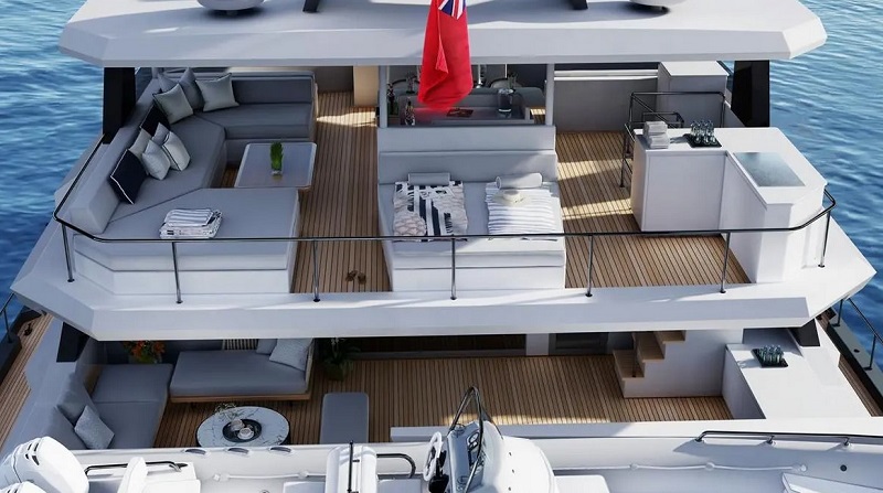 This New 89-Foot Custom Catamaran Has Its Own Nap Station on the Flybridge