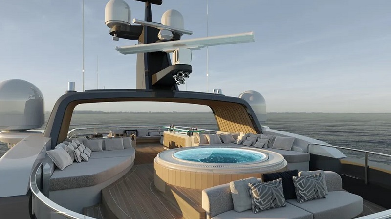 This New 220-Foot Custom Superyacht Is Topped With an Epic Jacuzzi