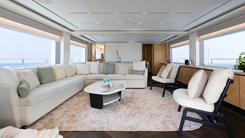 This New 101-Foot Superyacht Has an Unusually Large Social Enclave on Its Main Deck