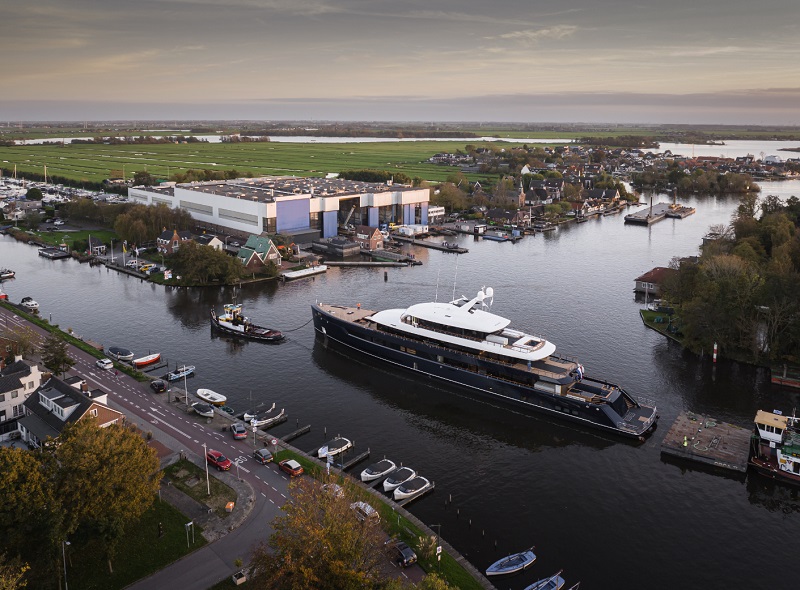 76m Feadship's One Departs from Kaag Shipyard