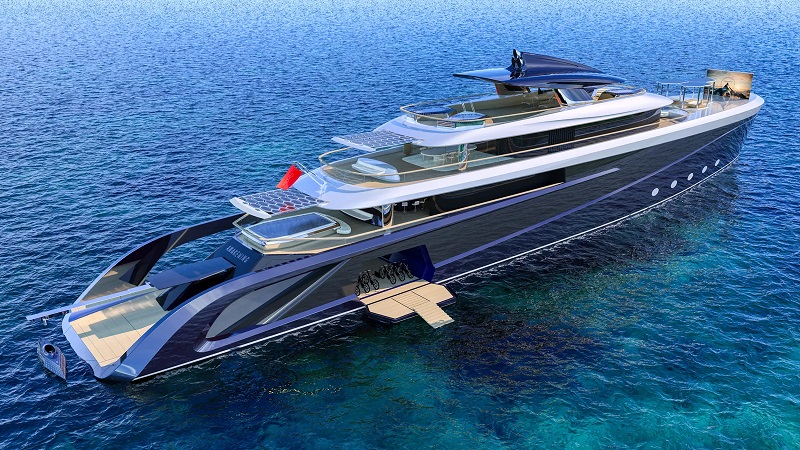 Edvin H Design unveils 80m yacht concept with solar and wave energy