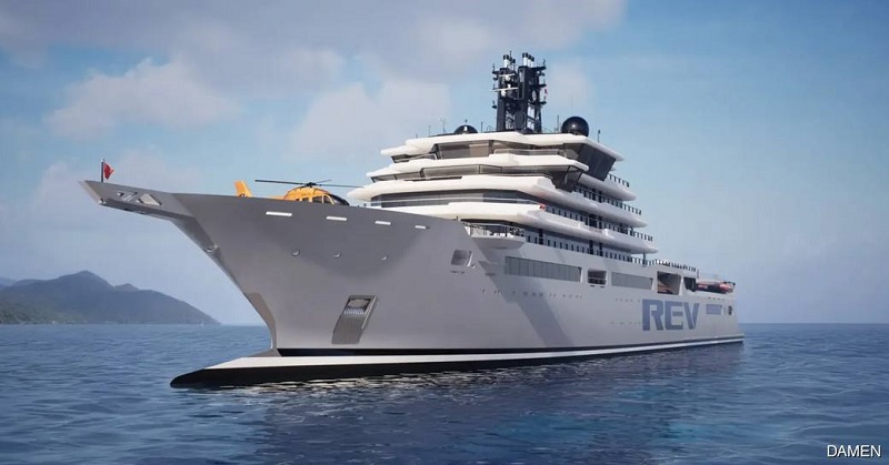 Damen Shiprepair Vlissingen and Rossilini’s Four-10 sign outfitting contract for world's largest yacht for charter REV OCEAN