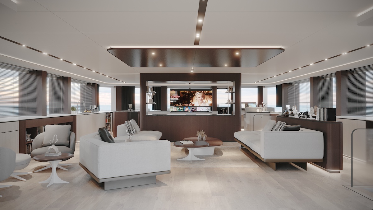 VisionF Yachts Reveals Interiors of New 30.7m Aluminum Catamaran