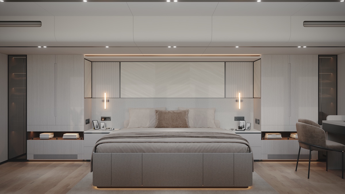 VisionF Yachts Reveals Interiors of New 30.7m Aluminum Catamaran