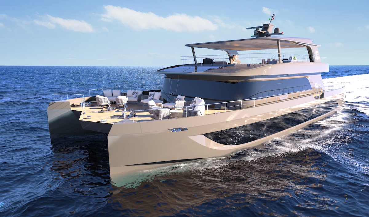 VisionF Yachts Reveals Interiors of New 30.7m Aluminum Catamaran