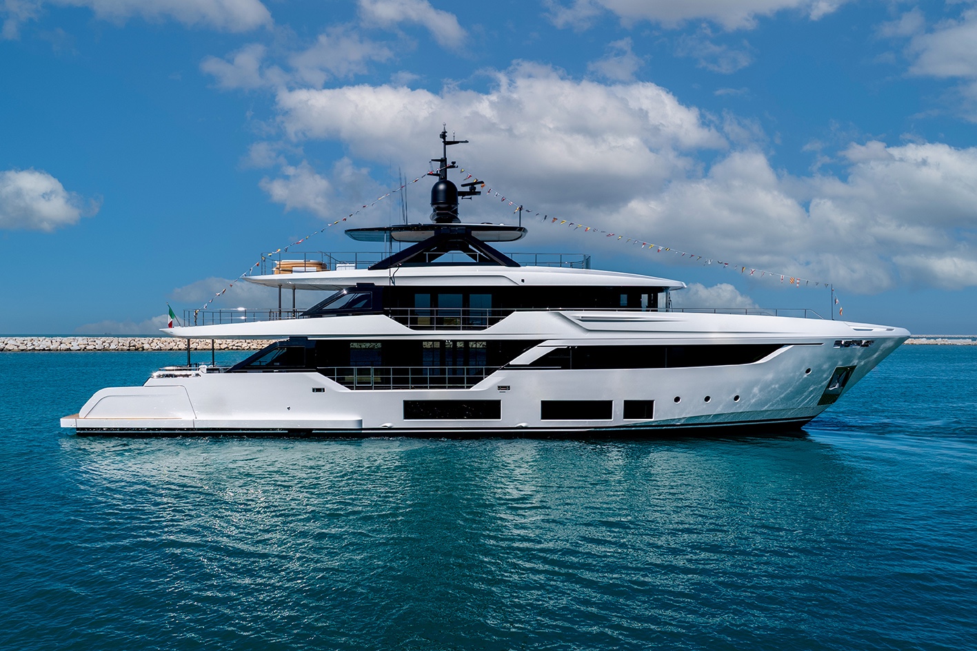 Third Custom Line Navetta 38 Hull Launched in Ancona July 18, 20251011