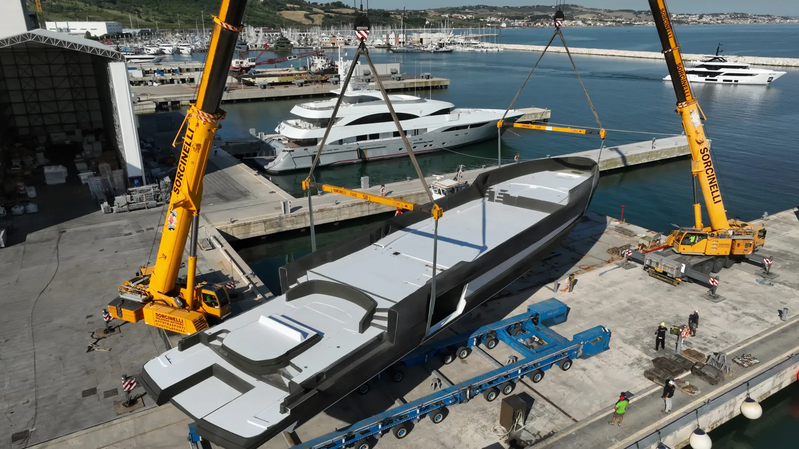 First Viper 130 yacht model arrives at ISA Yachts for outfitting
