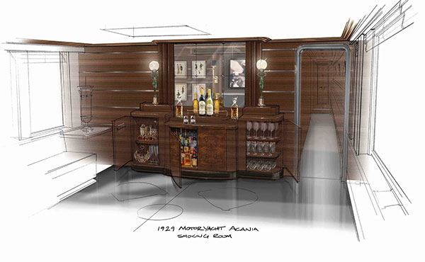 38m vintage Pusey yacht Acania undergoing full-scale restoration at Delta Marine