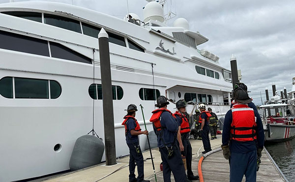 Superyacht once named after Ghislaine Maxwell catches fire in Washington DC