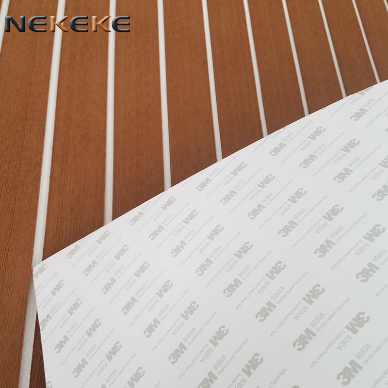 Hot sell NEKEKE light Brown and White Lines mat form China synthetic teak deck flooring