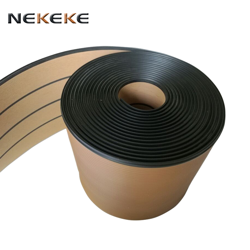 25 Meter Roll 200mm Wide With Black Caulking Line Synthetic Teak composite PVC decking