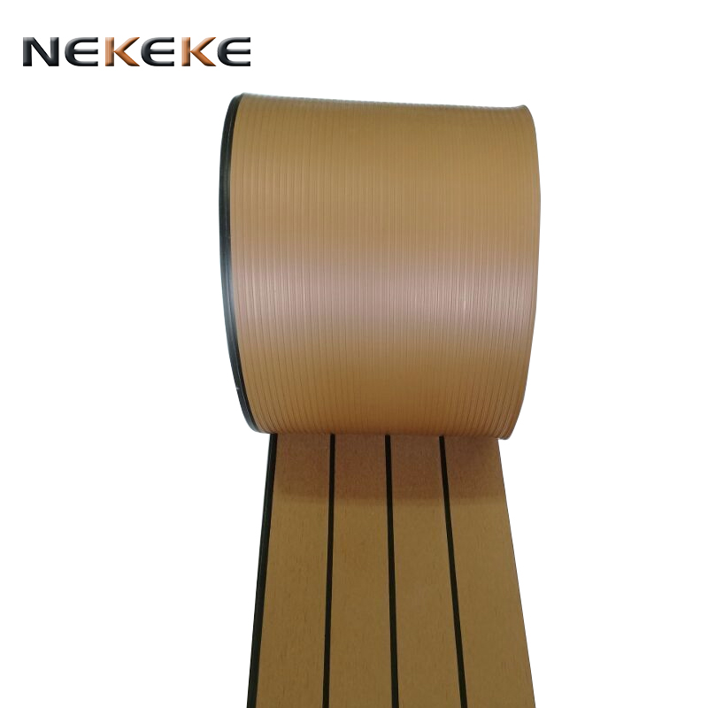 25 Meter Roll 200mm Wide With Black Caulking Line Synthetic Teak composite PVC decking