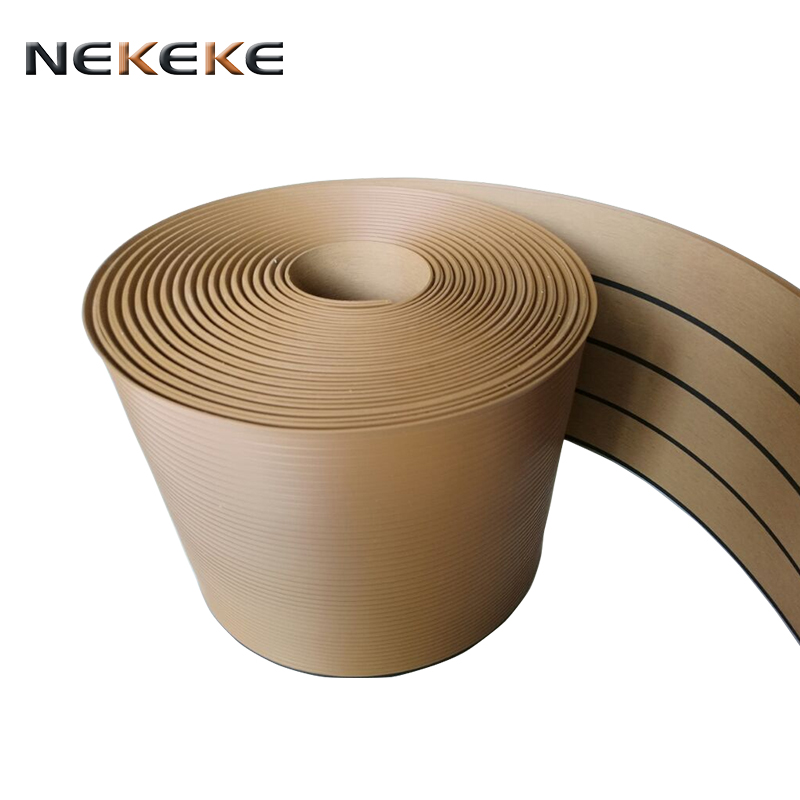 25 Meter Roll 200mm Wide With Black Caulking Line Synthetic Teak composite PVC decking