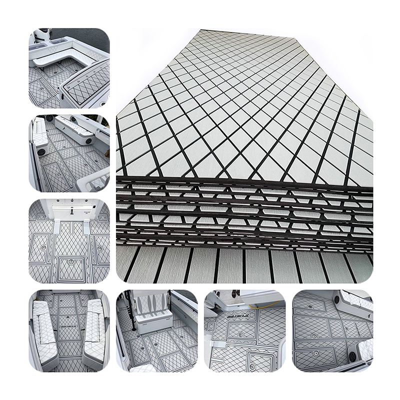 Light Gray + Black + Diamond on surface Boat Yacht Marine EVA Deck Foam Sheet Composite outdoor decking