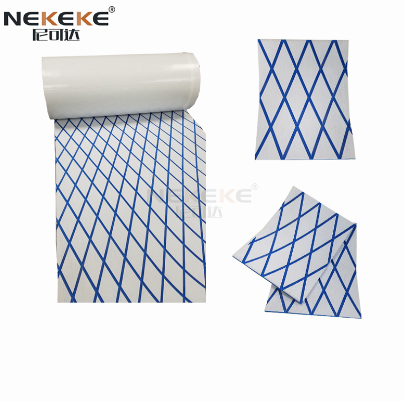 Light Gray + Blue + Diamond on surface Boat Yacht Marine EVA Deck Foam Sheet Composite outdoor decking