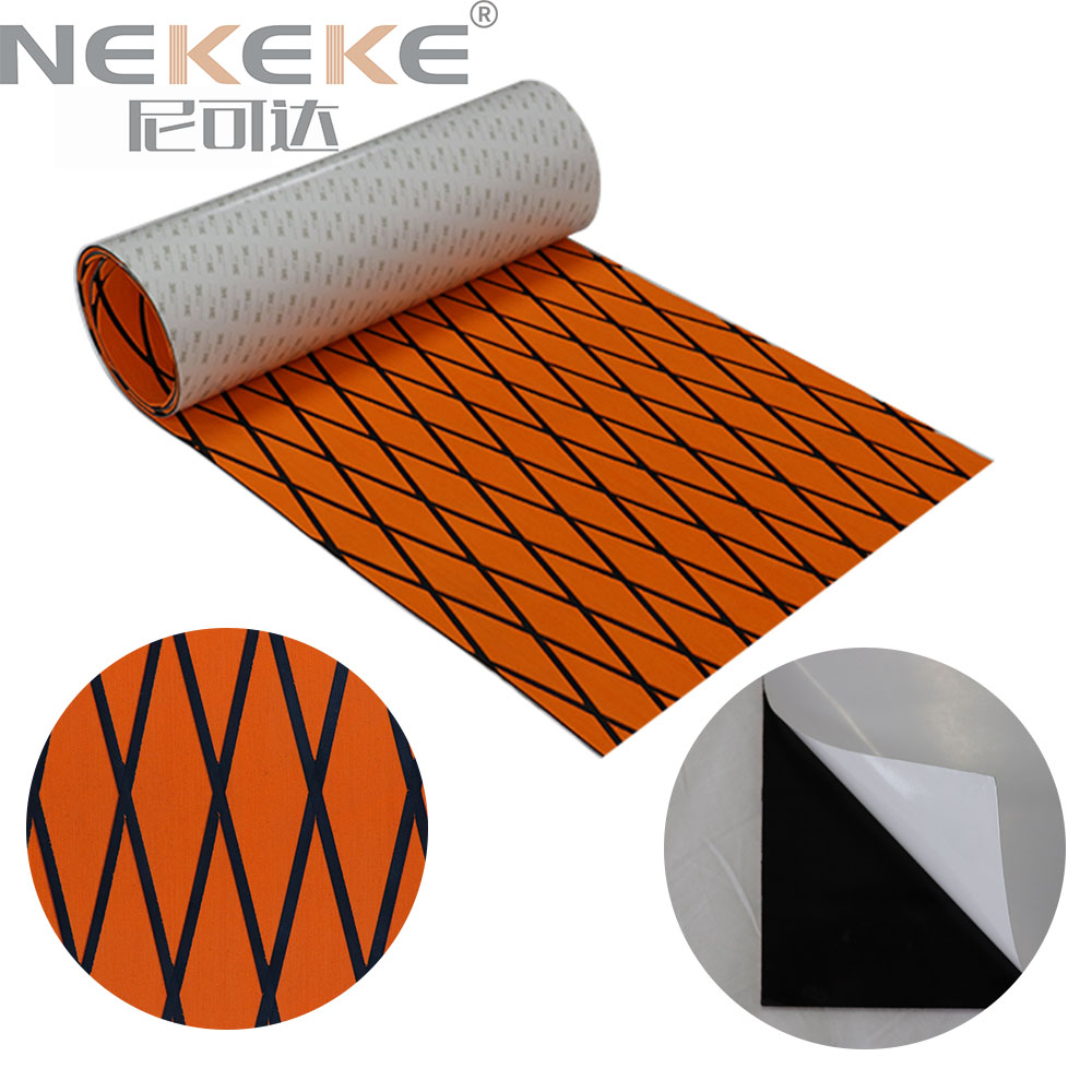 Orange + Black + Diamond on surface Boat Yacht Marine EVA Deck Foam Sheet Composite outdoor decking