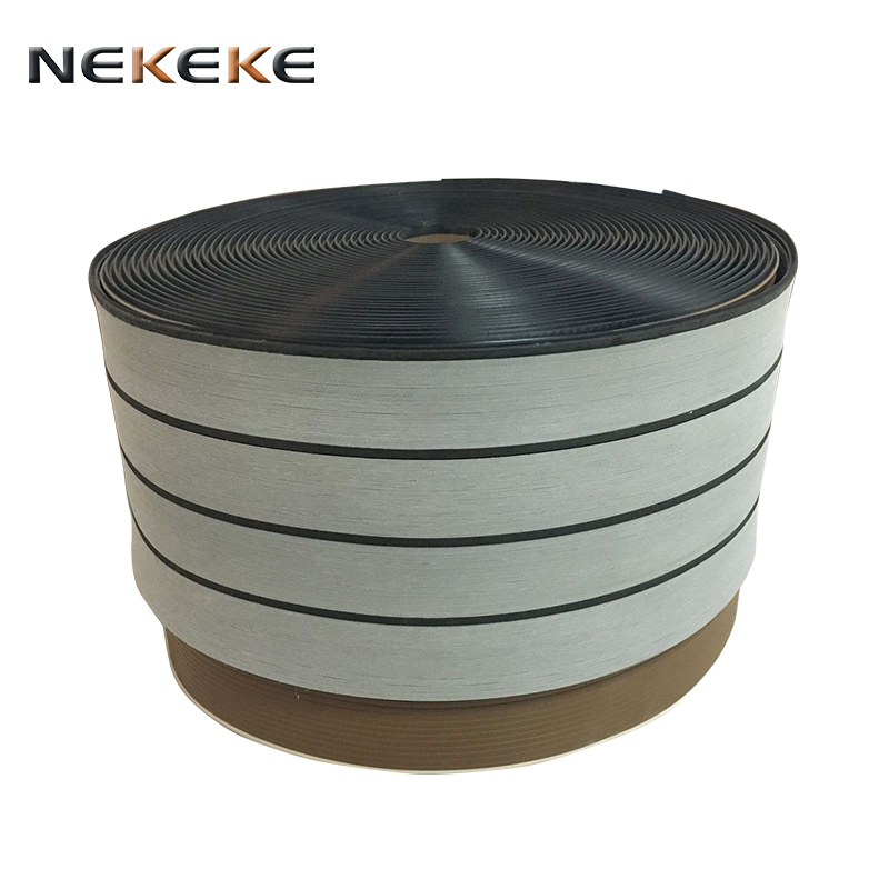 25 Meter Roll 200mm Wide Gray + Black Lines composite PVC decking