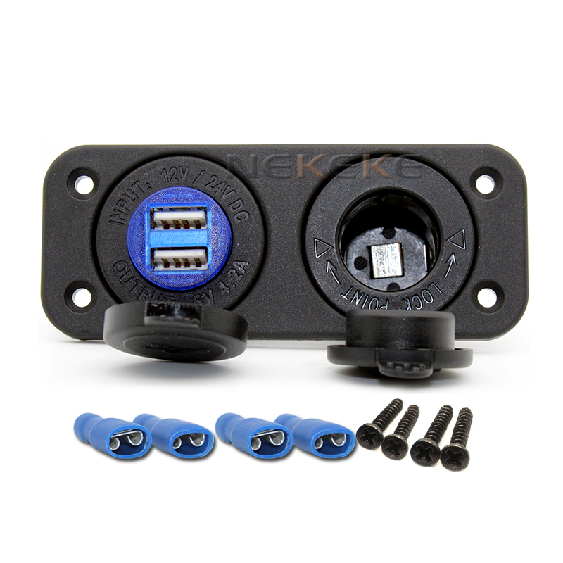 Caravan Marine 12V USB Plug and Socket Flush Mount