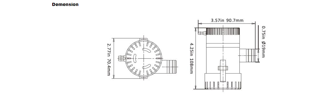 12V 750 GPH 1100 GPH 12V Water Dispenser Bottle Pump For Marine