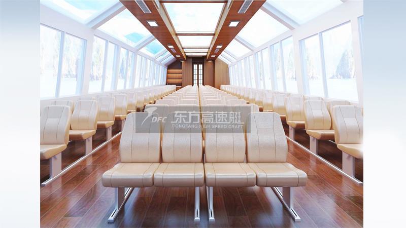 All transparent sightseeing boat with mobile roof