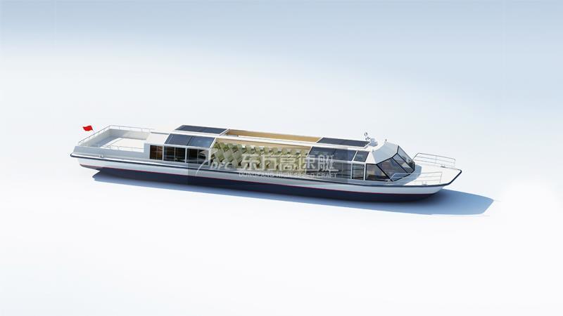 All transparent sightseeing boat with mobile roof