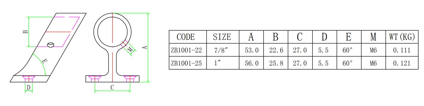 Heavy Duty 316SS 60°Marine Boat Stanchion Hand Rail Fitting  right end for 7/8" 1" Tube