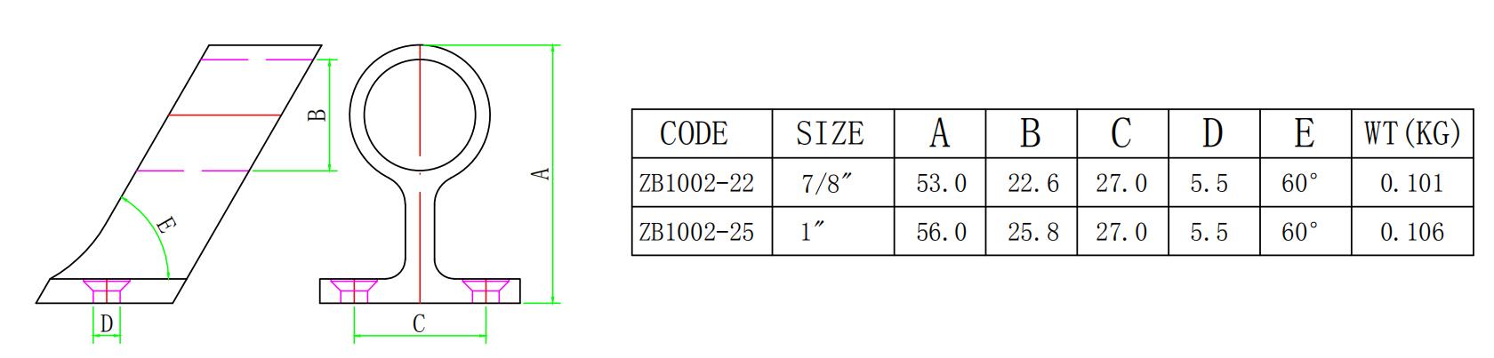 Heavy Duty 316SS 60°Marine Boat Stanchion Hand Rail Fitting  for 7/8" Tube