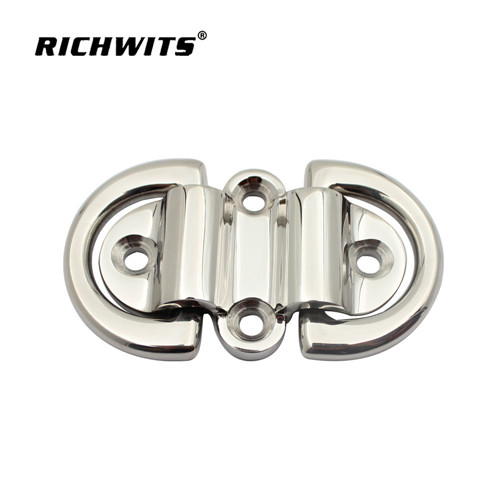 high polished marine hardawre stainless steel 316 double D ring tie down folding pad eye