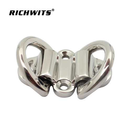 high polished marine hardawre stainless steel 316 double D ring tie down folding pad eye