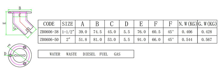 high polished marine stailnless 316 boat deck filler 45 degree angled