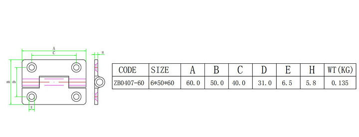 Stainless steel casted high polished flat hinge
