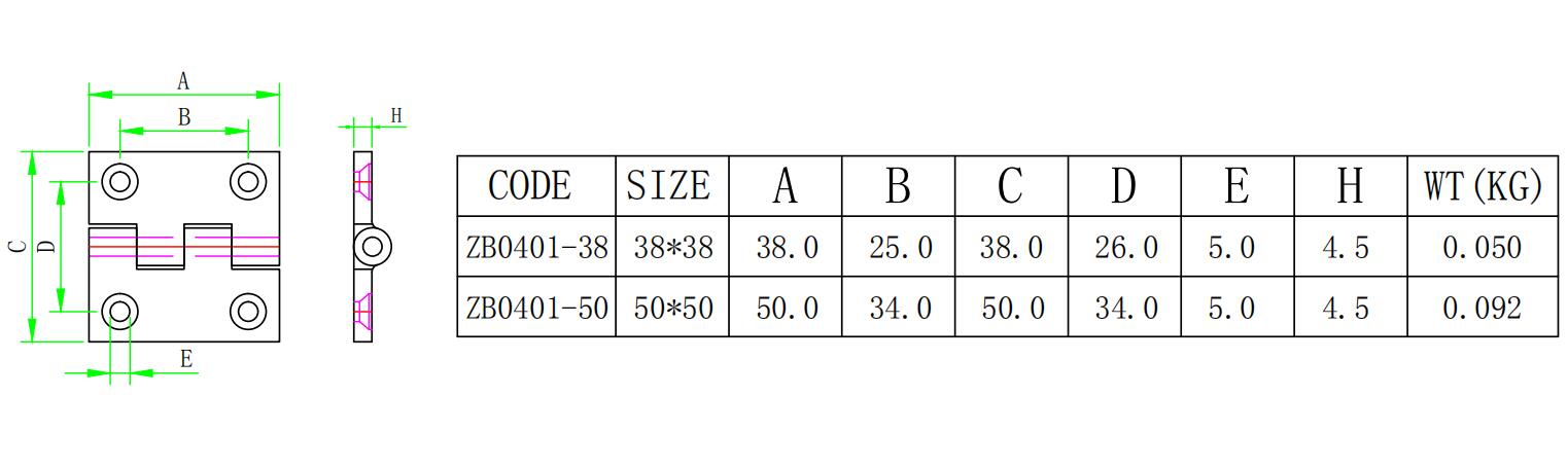 Stainless steel high polished  butt flat hinge