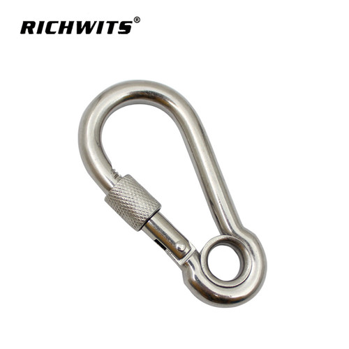 High Quality Stainless Steel Safety Spring Carabiner with scew nut