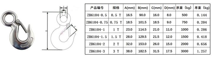 Heavy duty Stainless steel lifting  crane hook